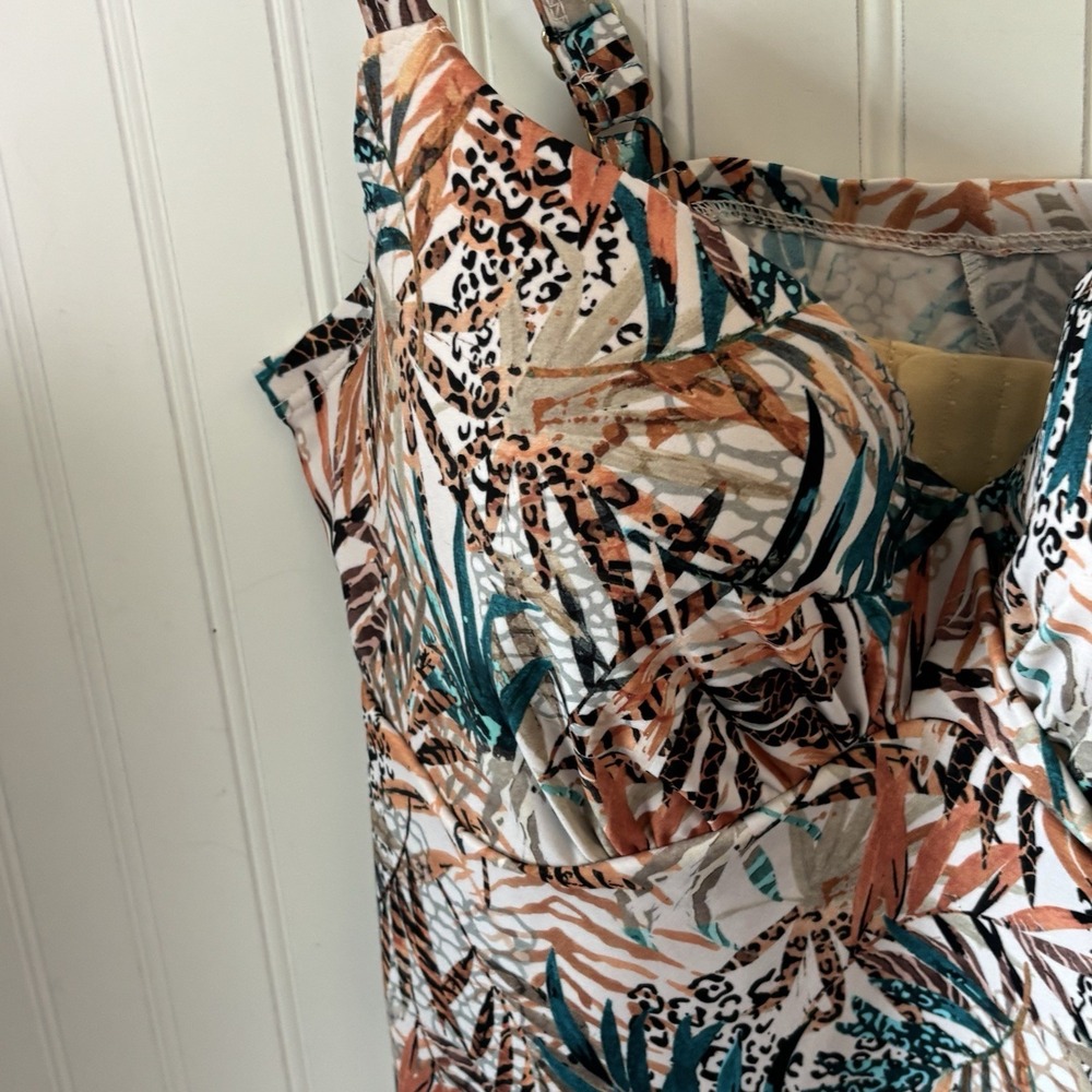 Swimsuits for All Bra Faux Flyaway Underwire Tankini Top 38C Animal Palm Print - Picture 6 of 14